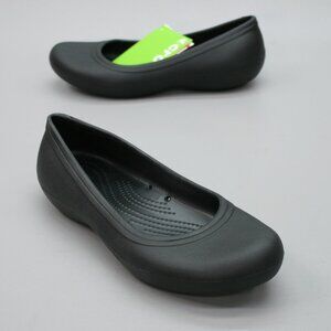 Crocs At Work Ladies 9 Relaxed Fit Black Flats Slip-on Loafers Shoes 205074-001